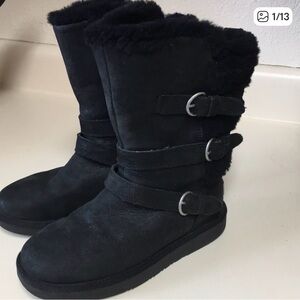 UGG Women's Black Winter Boots with Shearling Lining